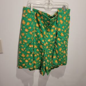 Target Tabitha Brown Size 4x Boho Linen Blend Green/orange Shorts